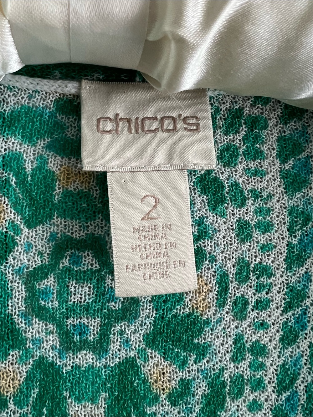 Chico's Teal Floral Open-Front Tile Cardigan Kimono Coverup 3/4 Sleeve - Picture 6 of 6